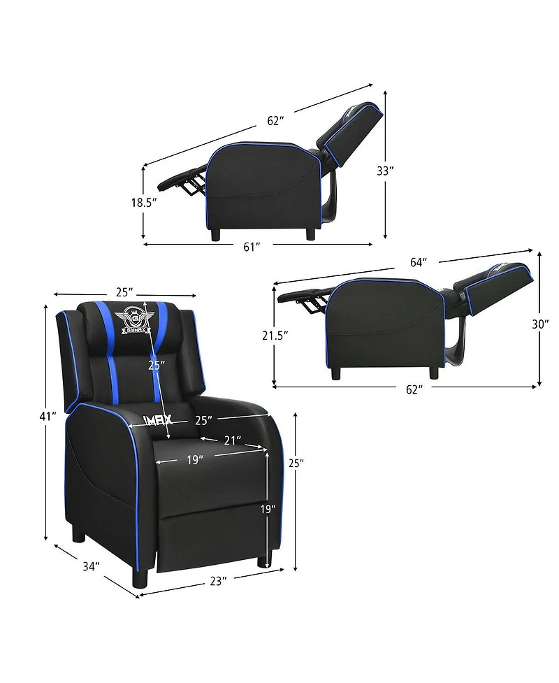 Gouun Massage Racing Gaming Single Recliner Chair