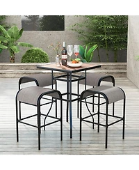 Gouun Set of Patio Metal Bar Stools with Curved Fabric Seat-Set of