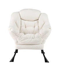 Gouun Sherpa Upholstered Accent Chair with Cozy Head Pillow