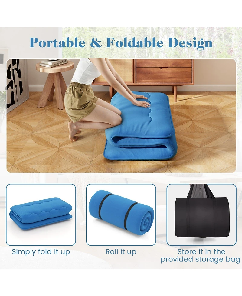 Gouun Foldable Futon Mattress with Washable Cover and Carry Bag for Camping-Twin Size