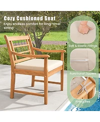 Gouun 3 Piece Wood Patio Furniture Set with Seat Cushions and Acacia Wood Frame