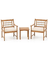 Gouun 3 Piece Wood Patio Furniture Set with Seat Cushions and Acacia Wood Frame