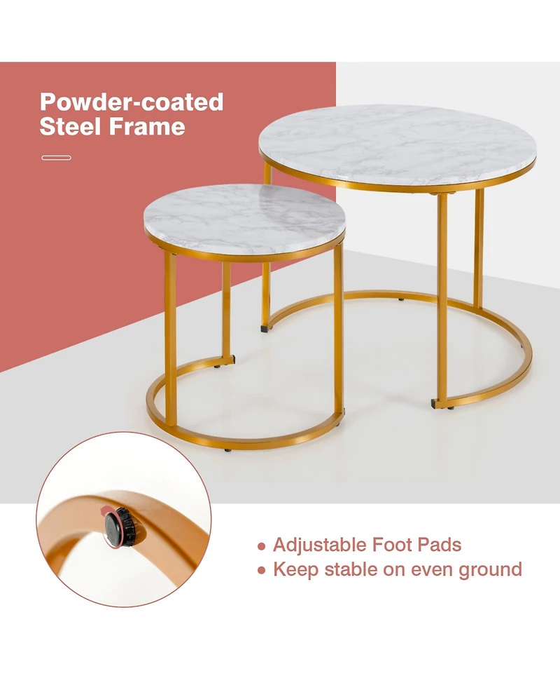 Gouun Set of 2 Modern Round Stacking Nesting Tables