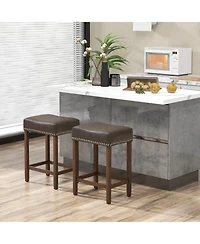 Gouun 24 Inch Upholstered Pu Leather Bar Stools Set of 2
