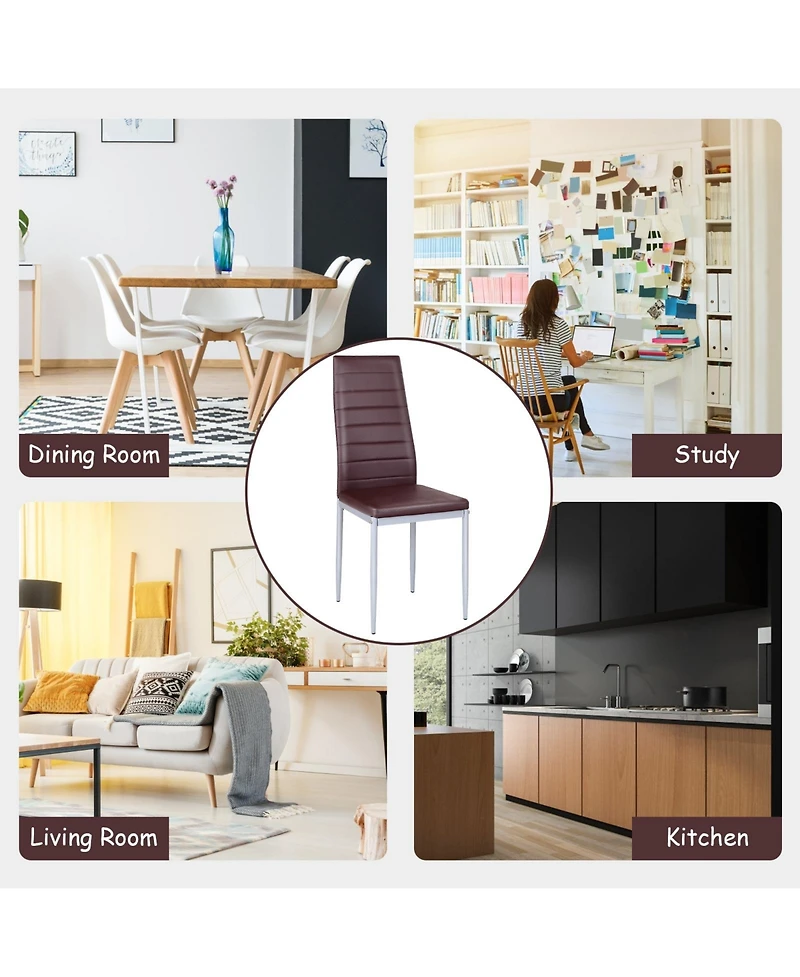 Gouun 4 pcs Pvc Leather Dining Side Chairs Elegant Design