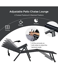 Gouun 2 Pieces Foldable Chaise Lounge Chair with 2-Position Footrest