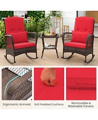 Gouun 3 Pieces Rocking Bistro Set with 2-Tier Table