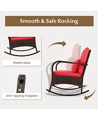 Gouun 3 Pieces Outdoor Rocking Set with Tempered Glass Table for Backyard Poolside