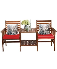 Gouun 3 pcs Outdoor Patio Table Chairs Set Acacia Wood Loveseat