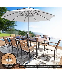 9 Pieces Patio Dining Outdoor Furniture Set with 8 Chairs and Umbrella Hole