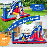 6-In-1 Inflatable Water Park with 735W Blower