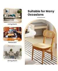 Gouun Set of 2 Rattan Dining Chairs with Simulated Rattan Backrest