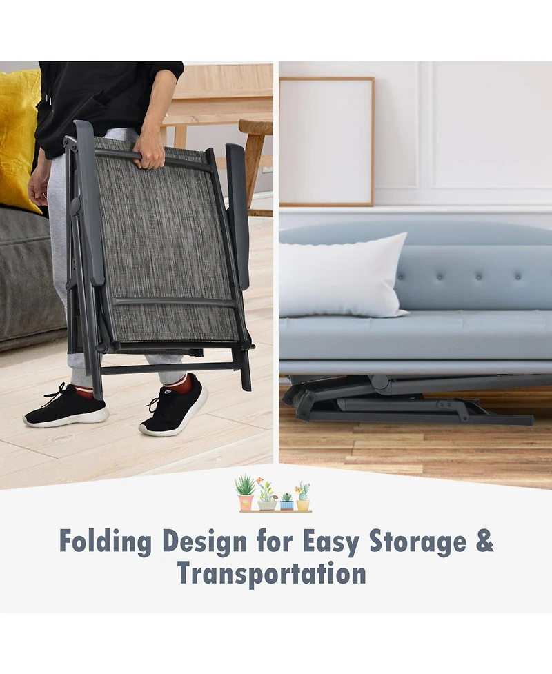 Gouun Patio Foldable Chaise Lounge Chair with Backrest and Footrest