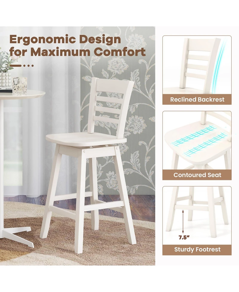 Gouun Counter Height Barstools Set of 2 with Footrest for Kitchen Island Bar