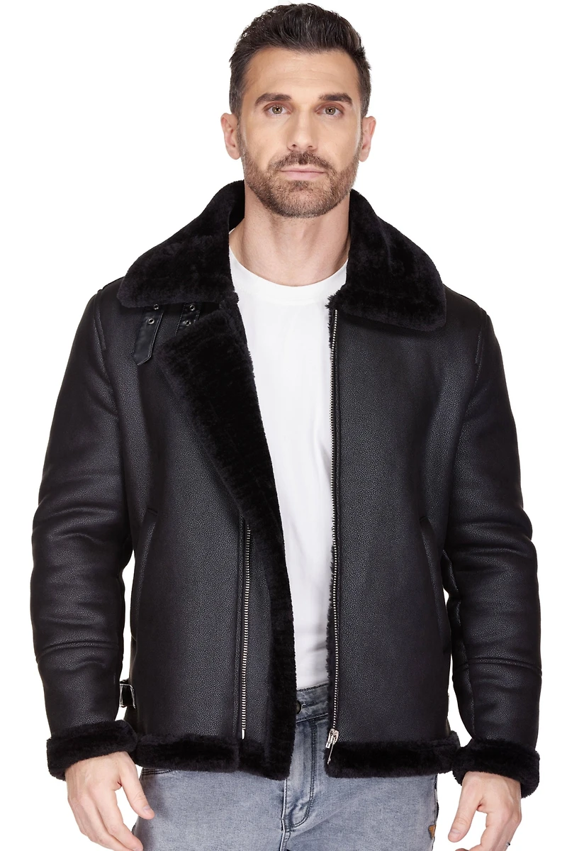 Braveman Men's Faux Shearling Bomber Jacket