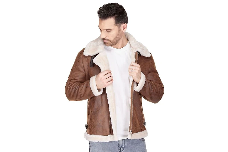Braveman Men's Faux Shearling Bomber Jacket