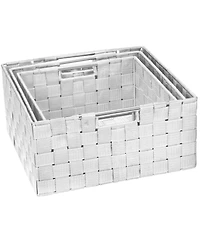 Sorbus 3 Piece Stackable Woven Basket Organizer Set with Built-In Carry Handles - Stylish Storage for any room in the household (Beige)