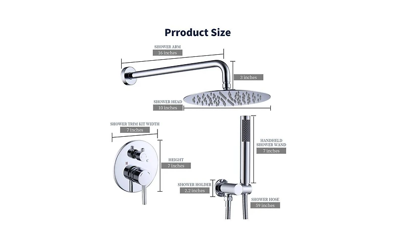 Slickblue Wall-Mounted Shower Faucet Combo Set Rainfall Shower Head & Handheld