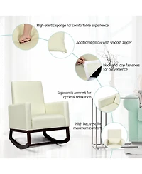Gouun 2-in-1 Fabric Upholstered Rocking Chair with Pillow