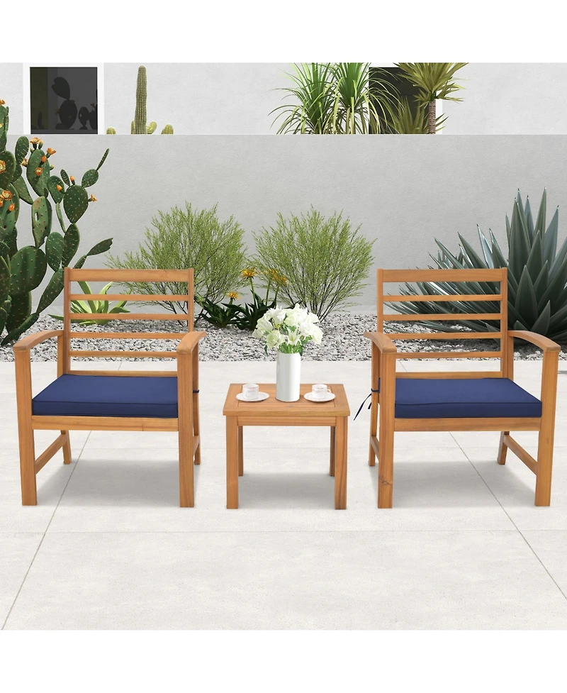 Gouun 3 Pieces Outdoor Furniture Set with Soft Seat Cushions