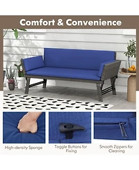 Gouun Outdoor Convertible Sofa Daybed with Adjustable Armrests for Balcony