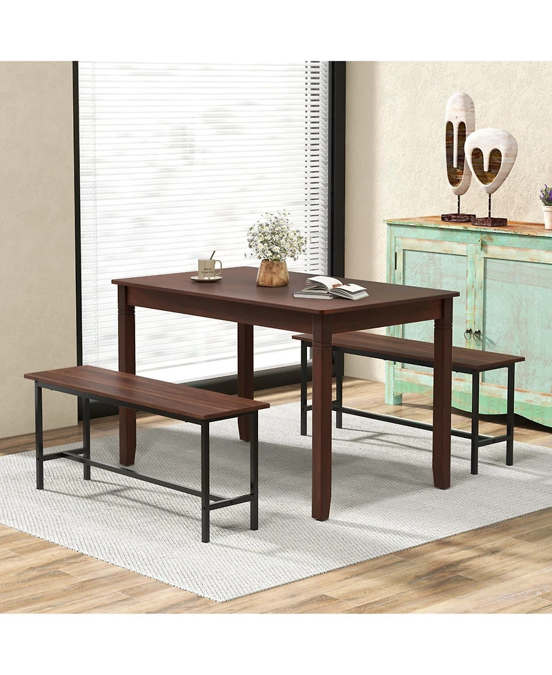 Gouun 48-Inch Wooden Dining Table for 4 People Rectangular Kitchen Table with Rubber Wood Legs-Cherry
