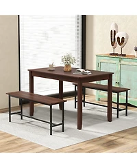 Gouun 48-Inch Wooden Dining Table for 4 People Rectangular Kitchen Table with Rubber Wood Legs-Cherry