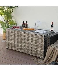 Gouun 96 Gallon Pe Wicker Outdoor Storage Box with 4 Wheels