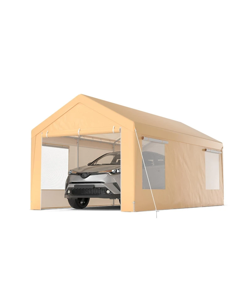 Gouun 10 x 20 Feet Heavy-Duty Steel Portable Carport Car Canopy Shelter