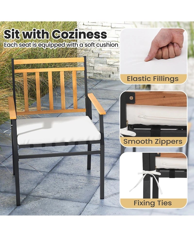 Gouun 3 Pieces Outdoor Furniture Set Acacia Wood Patio Conversation Set with Cushions