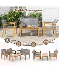 Gouun 4-Piece Patio Furniture Set with Loveseat Single Chairs and Table