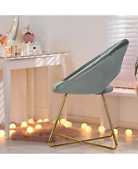 Gouun Modern Accent Velvet Dining Arm Chair with Metal Legs and Soft Cushion