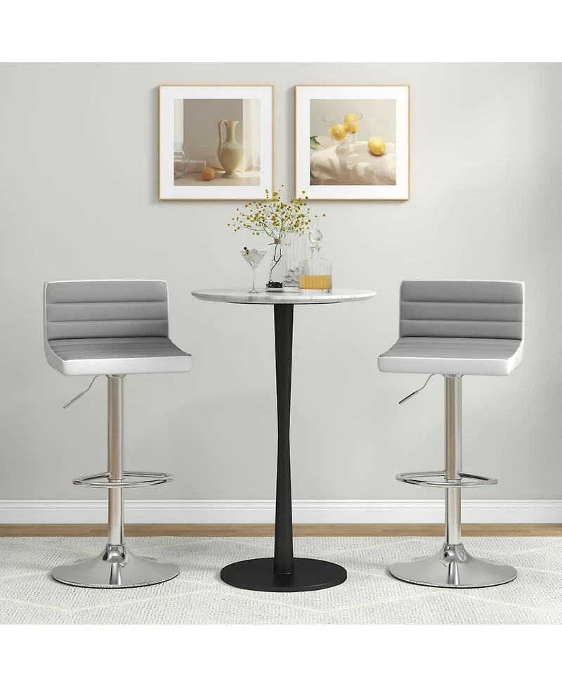 Gouun Set of 2 Adjustable Heights Barstool with Pu Leather
