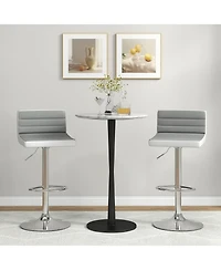 Gouun Set of 2 Adjustable Heights Barstool with Pu Leather