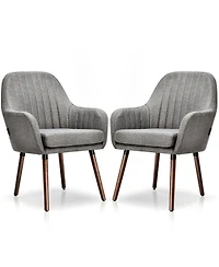 Gouun Set of 2 Fabric Upholstered Accent Chairs with Wooden Legs