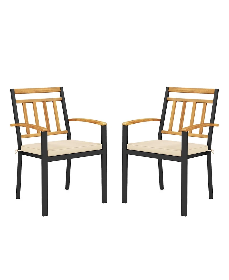 Gouun Set of 2 Patio Dining Chairs with Removable Padded Cushions-17 Inches