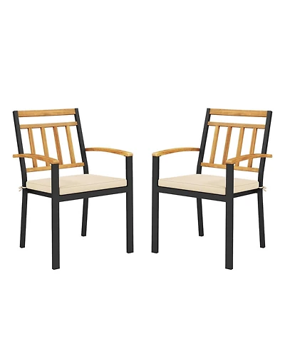 Gouun Set of 2 Patio Dining Chairs with Removable Padded Cushions-17 Inches