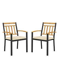 Gouun Set of 2 Patio Dining Chairs with Removable Padded Cushions-17 Inches