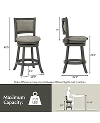 Gouun Swivel Bar Stools Set of 2 with Soft-padded Back and Seat-s