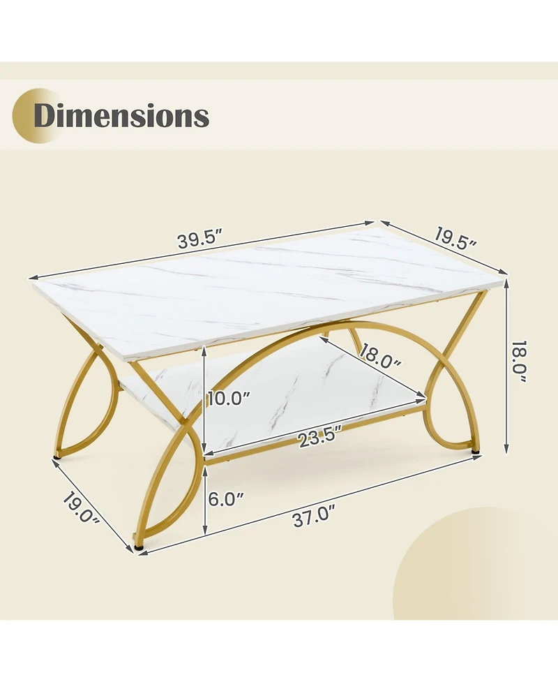 Gouun 2-Tier Table Rectangle for Living Room