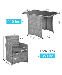 Gouun 3 Pieces Patio Rattan Furniture Set with Cushioned Armrest Sofa