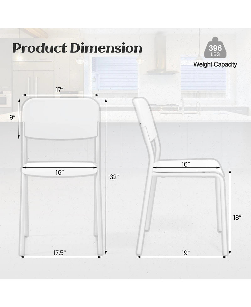 Gouun Modern Dining Chairs Set of 4 with Tilted Backrest and Sturdy Metal Legs