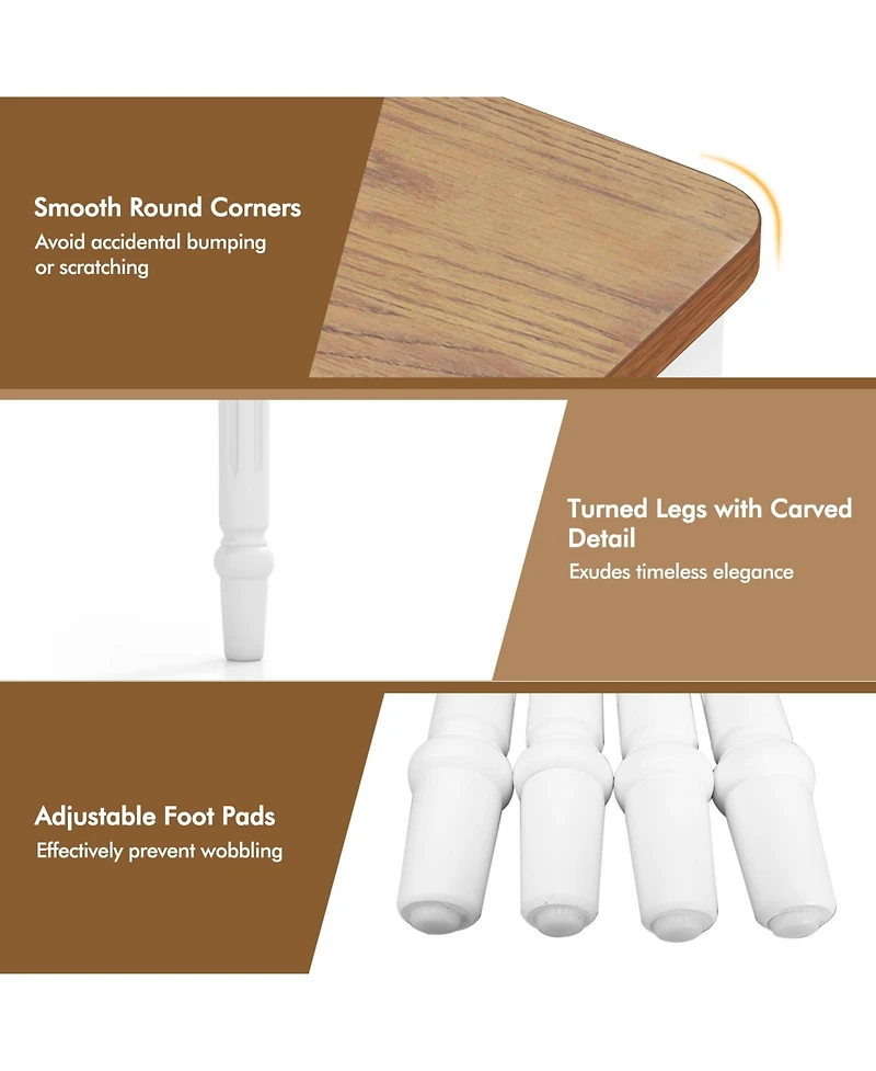 Gouun Extendable Dining Table with Rubber Wood Legs for 4-8 People