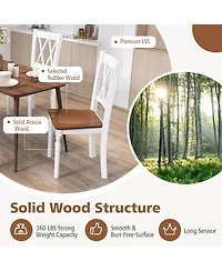Gouun Set of 2 Wooden Farmhouse Kitchen Chairs with Rubber Wood Seat-2 Pieces