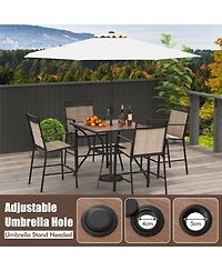 Gouun Patio Dining Table for 4 Square Bistro Table with Umbrella Holes