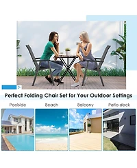 Gouun Set of 2 Outdoor Patio Folding Chair with Ergonomic Armrests