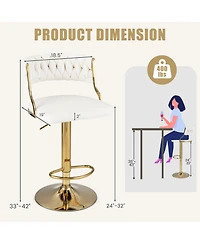 Gouun Swivel Barstool with Woven Back Set of 2 for Kitchen Island Cafe