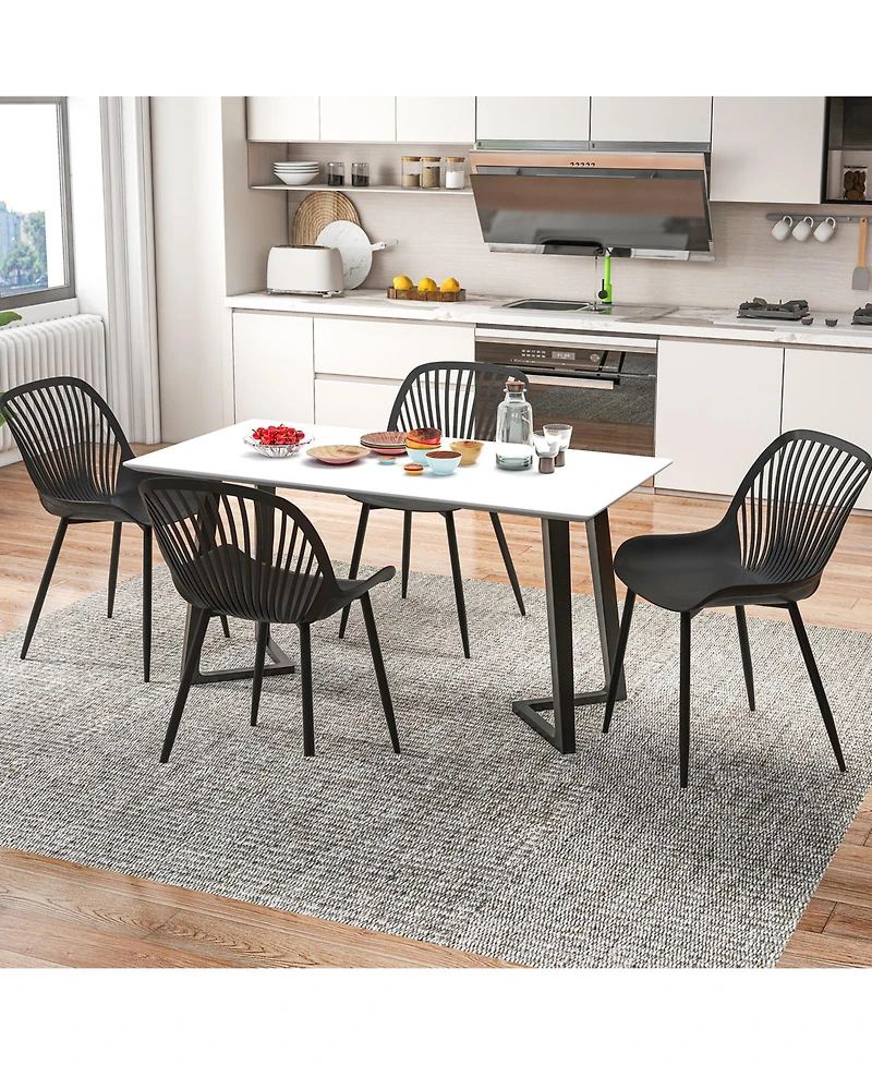 Gouun Modern Kitchen Chairs with Metal Legs Cutout Backrest Curved Seat for Dining Room Home Office