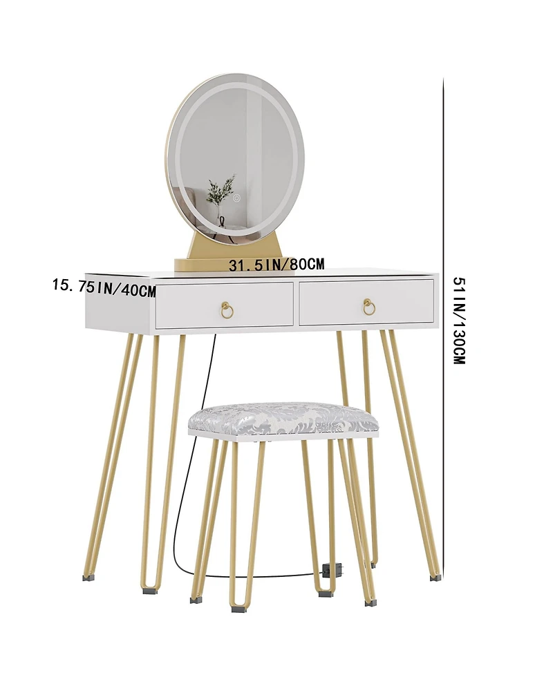 gaomon Vanity Desk, Makeup Vanity Desk with Touch Light Mirror