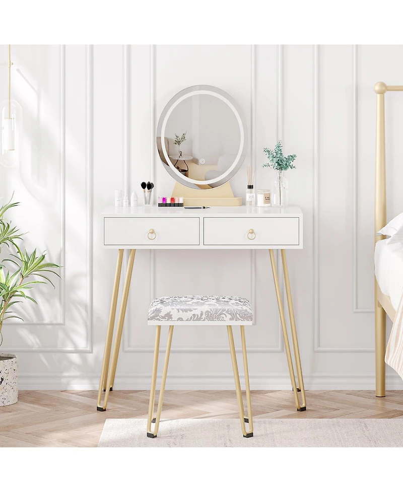 gaomon Vanity Desk, Makeup Vanity Desk with Touch Light Mirror